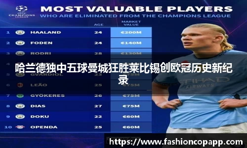 哈兰德独中五球曼城狂胜莱比锡创欧冠历史新纪录